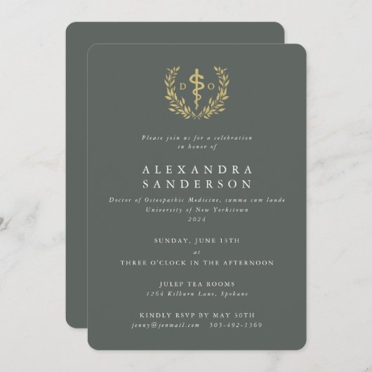 緑肥金ゴールド医学博士 招待状 (正面/裏面)