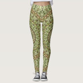 緑自然と茶色のマンダラパターンデザイン レギンス (正面)