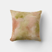 緑自然と赤面の抽象芸術水色 クッション (正面)