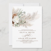 緑自然のフローラパンパスグラスボホ結婚ズ 招待状 (正面)