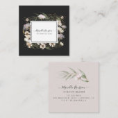 緑自然色フローラ金ゴールドグリッターブラック スクエア名刺 (正面/裏面)