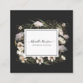 緑自然色フローラ金ゴールドグリッターブラック スクエア名刺 (正面)