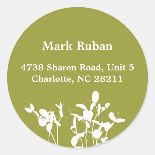 緑自然葉植物名前をカスタムする住所 シール (正面)