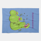 緑色おもしろいの肉食性水手植物 キッチンタオル (横)