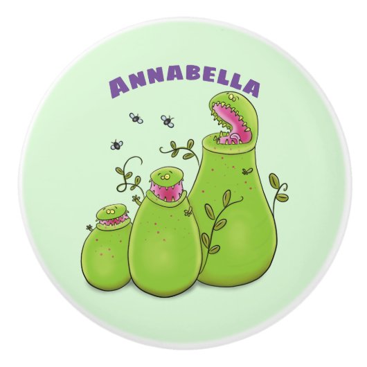 緑色おもしろいの肉食性水手植物 セラミックノブ (正面)