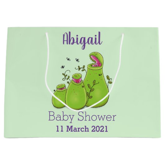 緑色おもしろいの肉食性水手植物 ラージペーパーバッグ (正面)