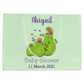 緑色おもしろいの肉食性水手植物 ラージペーパーバッグ (裏面)