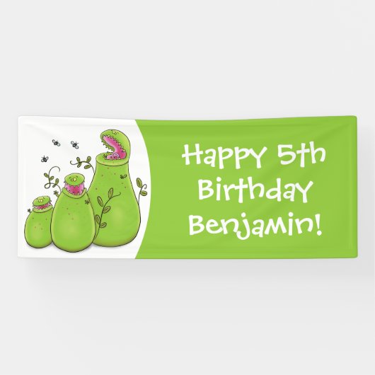 緑色おもしろいの肉食性水手植物 横断幕 (横)