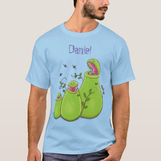 緑色おもしろいの肉食性水手植物 Tシャツ (正面)