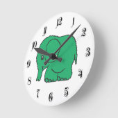 緑色おもしろい象の十字編み ラウンド壁時計 (傾斜)