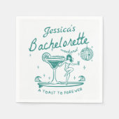 緑色お洒落の手書きファンキーバチェロレッテ スタンダードカクテルナプキン (正面)