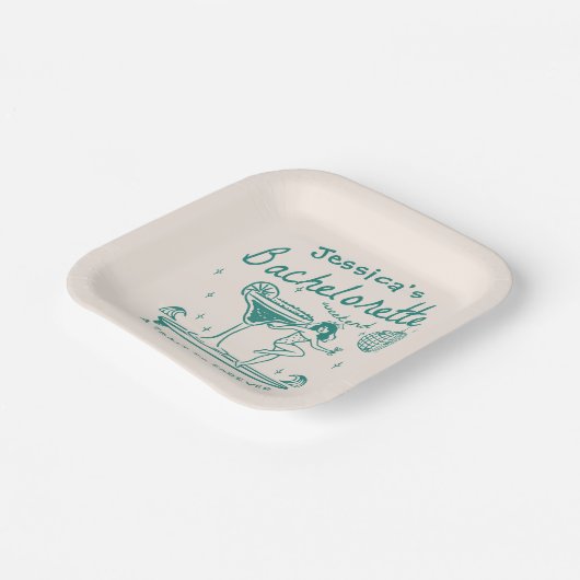 緑色お洒落の手書きファンキーバチェロレッテ ペーパープレート (傾斜あり)