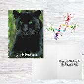 緑色お洒落の目を持つ黒猫ヒョウ カード