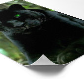 緑色お洒落の目を持つ黒猫ヒョウ ポスター (角)