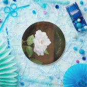 緑色かわいらしの白と茶色のフローラ ペーパープレート (パーティー)