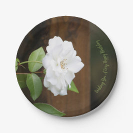 緑色かわいらしの白と茶色のフローラ ペーパープレート