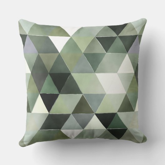 緑色と灰色の裂けた三角形がシームレス クッション (裏面)