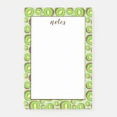 緑色と茶色のキウイの実の模様とカスタム文字 ポストイット (正面)