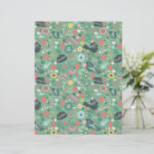 緑色にシームレスフラワーとトンボ模様 (スタンド正面)