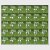 緑色にリボン帽子を付けたゴルフボールクリスマスティー ラッピングペーパー (フラット)