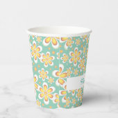 緑色に可愛いオレンジ色の花をモノグラム 紙コップ (右)