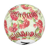 緑色に蝶を持つ赤のカーネーション 野球ボール (裏面)
