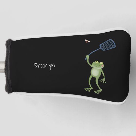 緑色のおもしろいカエルの飛び鳥 ゴルフヘッドカバー (正面)