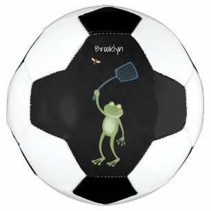 緑色のおもしろいカエルの飛び鳥 サッカーボール