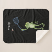 緑色のおもしろいカエルの飛び鳥 シェルパブランケット (正面(横))