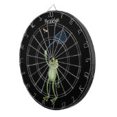 緑色のおもしろいカエルの飛び鳥 ダーツボード (正面右)