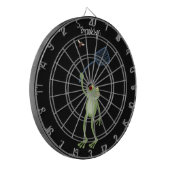 緑色のおもしろいカエルの飛び鳥 ダーツボード (正面左)