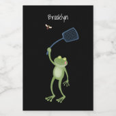 緑色のおもしろいカエルの飛び鳥 フードラベル (シングルラベル)