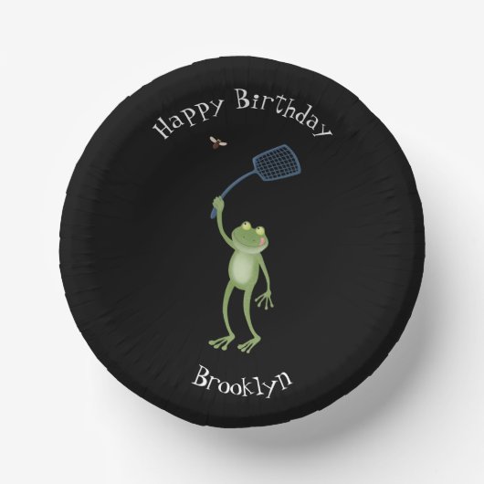 緑色のおもしろいカエルの飛び鳥 ペーパーボウル (正面)