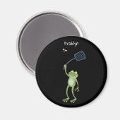 緑色のおもしろいカエルの飛び鳥 マグネット (正面/裏面)