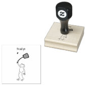 緑色のおもしろいカエルの飛び鳥 ラバースタンプ (押印)