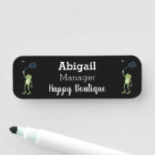 緑色のおもしろいカエルの飛び鳥 名札 (インサイチュ)