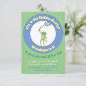 緑色のおもしろいカエルの飛び鳥 招待状 (スタンド正面)