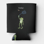 緑色のおもしろいカエルの飛び鳥 缶クーラー (正面)