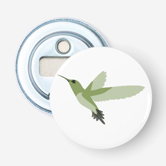 緑色のかわいらしハチドリ 栓抜き (正面)