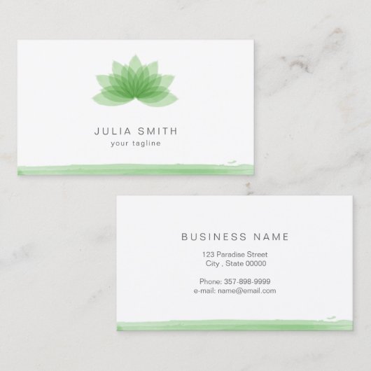 緑色のはすの花 名刺 (正面/裏面)