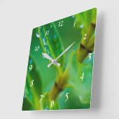 緑色のアクリル葉壁時計の雨滴 スクエア壁時計 (傾斜)
