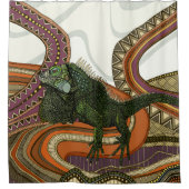 緑色のイグアナ シャワーカーテン (正面)