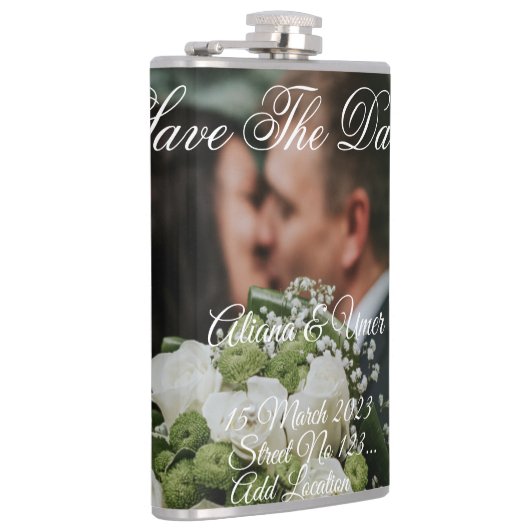 緑色のエレガントキスは日付を保存 フラスク (右)