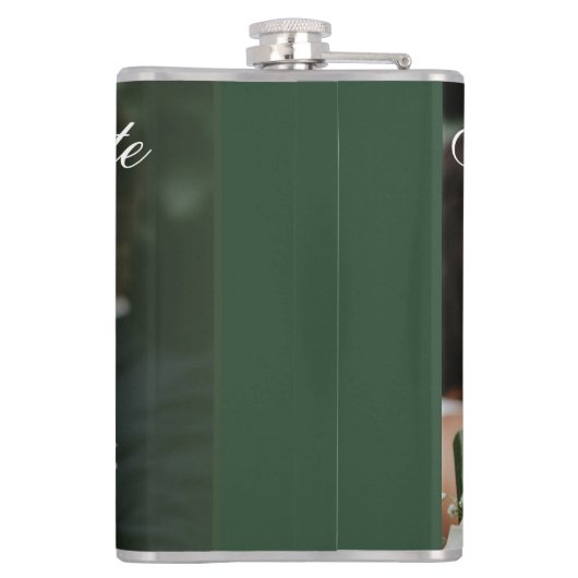 緑色のエレガントキスは日付を保存 フラスク (裏面)