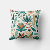 緑色のオレンジはっきりした色のモダンフローラプリントパターン クッション (裏面)