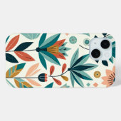 緑色のオレンジはっきりした色のモダンフローラプリントパターン Case-Mate iPhoneケース (裏面 (横))