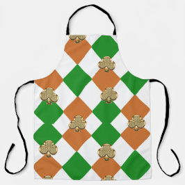 緑色のオレンジ色のクローバーエプロン エプロン