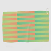 緑色のオレンジ色のパタストライプのーン ゴルフタオル (横)