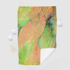 緑色のオ擦り切れたレ絵を描ンジのスタイルまたはシワのある革 ゴルフタオル