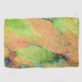 緑色のオ擦り切れたレ絵を描ンジのスタイルまたはシワのある革 ゴルフタオル (横)